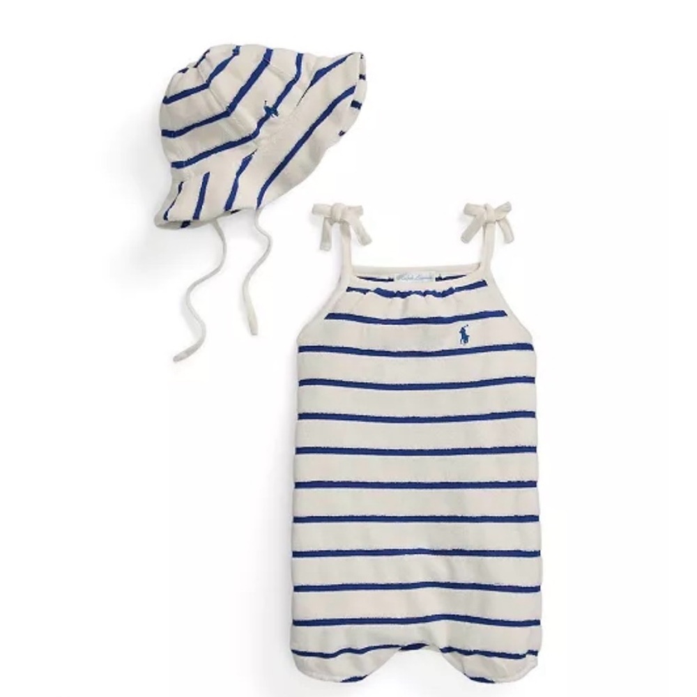 NWT Ralph Lauren Romper & Hat Set